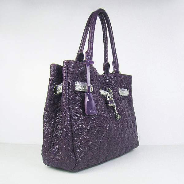 Christian Dior 1885 Snake Grain Leather Handbag-Purple